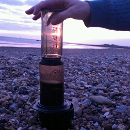 At the beach with AeroPress